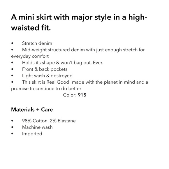 NWT AE Curvy Hi-Rise Denim Mini Skirt - Picture 9 of 9